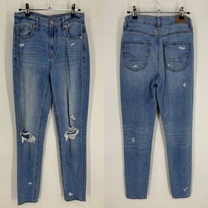3/$25 American Eagle Outfitters Mom Jeans 0 LONG Distressed Destoyed Frayed